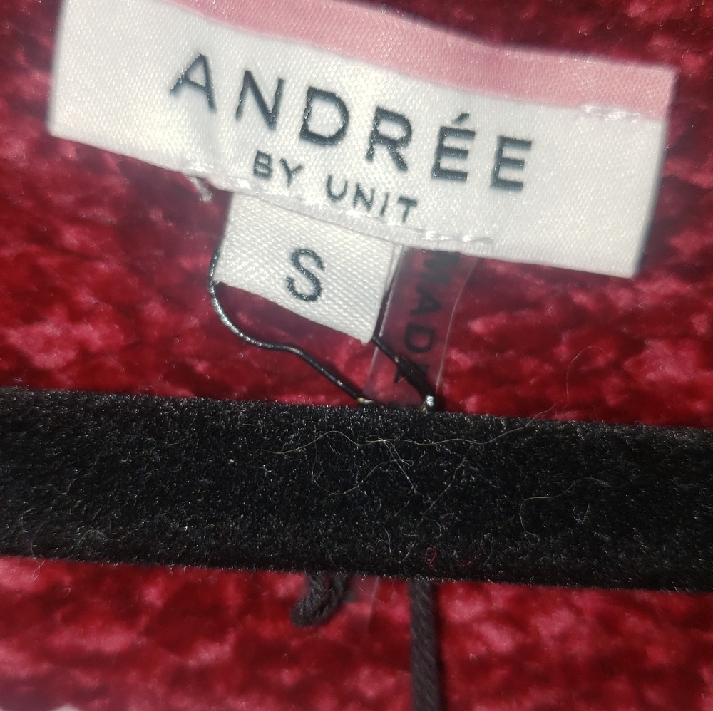 Andree (NWT) Striped Wine/White Relaxed fit Long Cardigan w/Pockets Size S - Picture 4 of 6